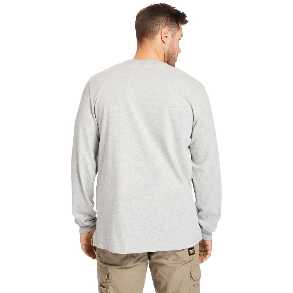 Timberland Mens T-Shirts PRO® Big & Tall Base Plate Long-Sleeve Wicking - Grey - India RO6204581